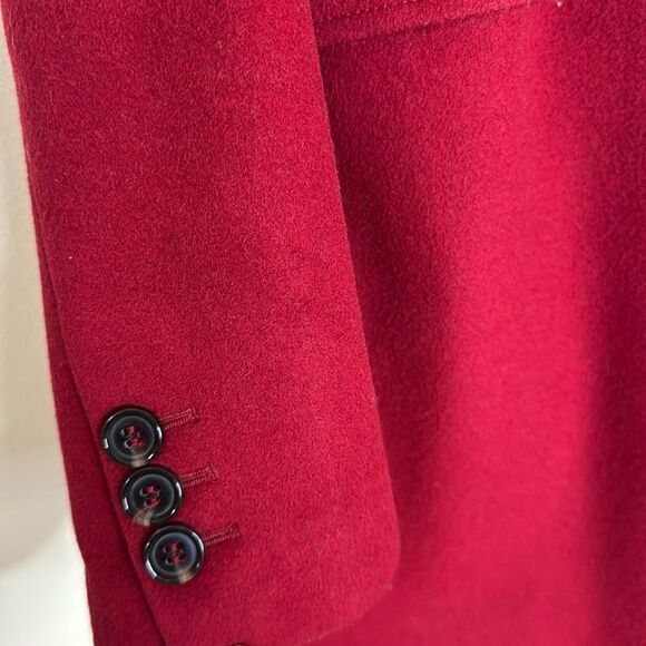 Talbots ladies maroon button up wool cashmere trench pea Coat size 8 - Picture 4 of 11